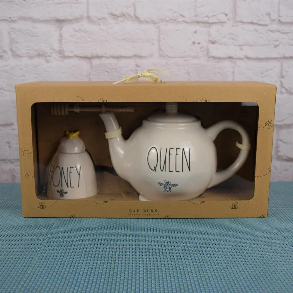 New Rae Dunn Teapot & Honey Pot Gift Set Boxed Farmhouse Kitchen